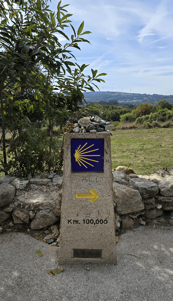 routepaaltje pelgrimstocht Santiago de Compostella